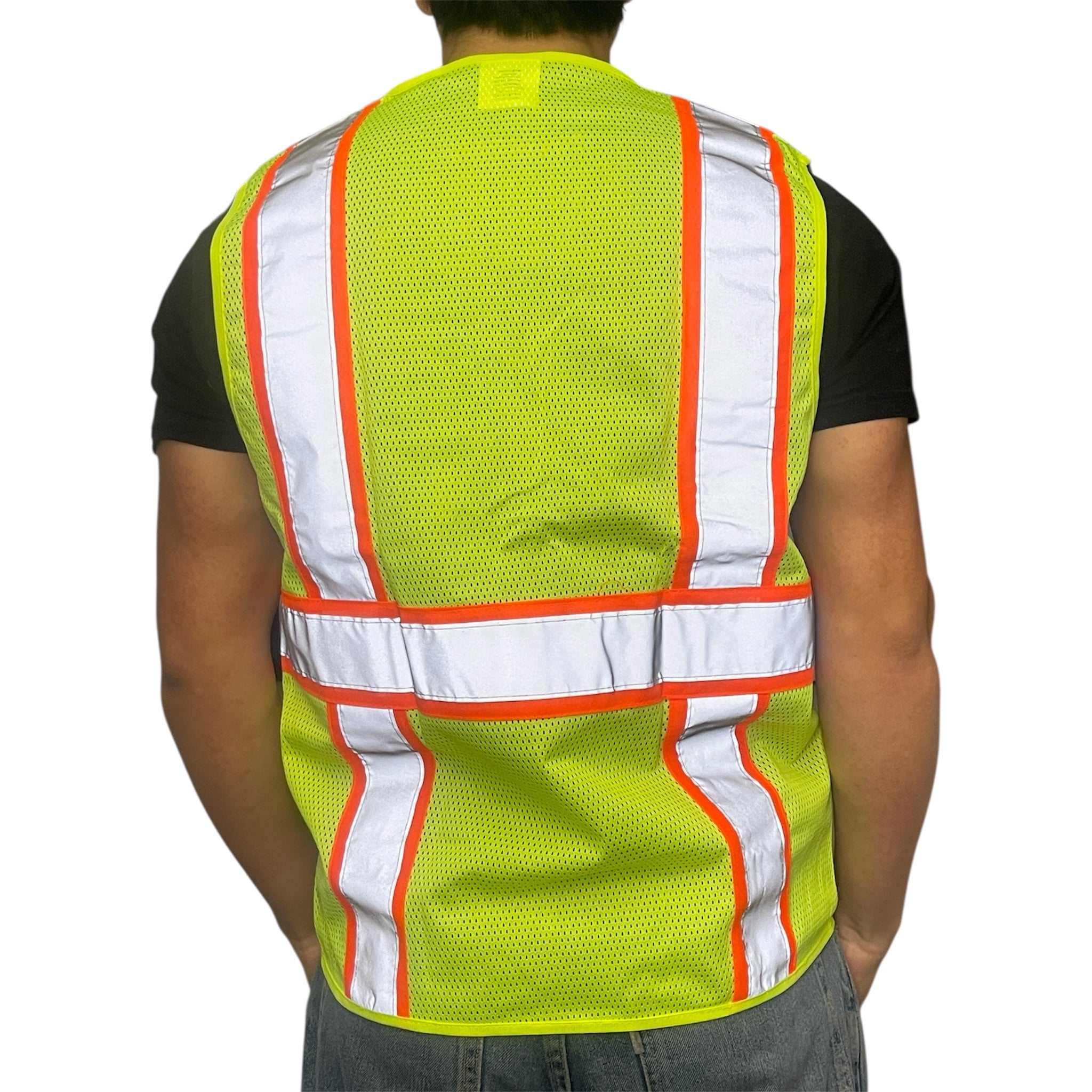 High Visibility Safety Vest Yellow with White Grey Piping