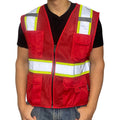 reflective red safety vest zipper men's